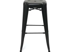 Lote de 2 taburetes de bar industriales de metal, altura 76 cm, apilables BOOKA (negro)