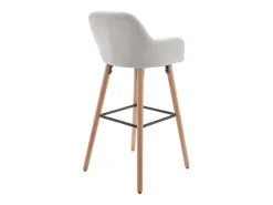 Lote de 2 taburetes de bar de tela y patas de madera de haya - Crema - ELEANA