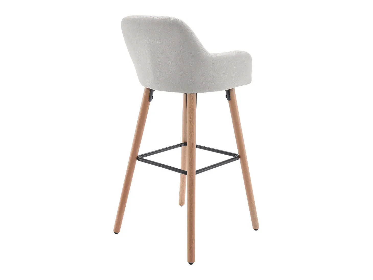 Lote de 2 taburetes de bar de tela y patas de madera de haya - Crema - ELEANA