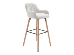 Lote de 2 taburetes de bar de tela y patas de madera de haya - Crema - ELEANA