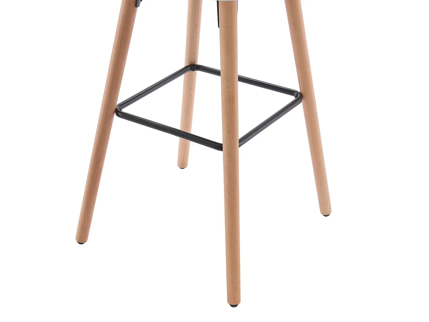 Lote de 2 taburetes de bar de tela y patas de madera de haya - Crema - ELEANA