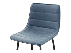 Lote de 2 taburetes de bar con respaldo de efecto cuero azul denim colección NETS - Estilo industrial