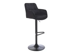 Lote de 2 taburetes de bar de terciopelo y metal - Altura ajustable - Negro - PEGA