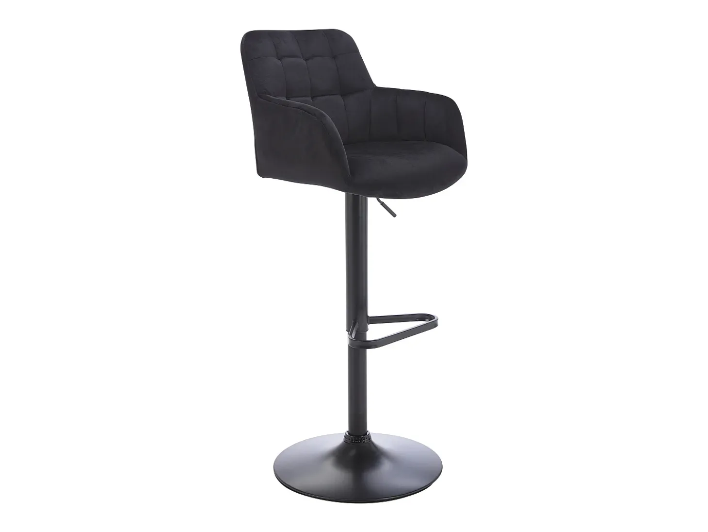 Lote de 2 taburetes de bar de terciopelo y metal - Altura ajustable - Negro - PEGA