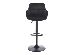 Lote de 2 taburetes de bar de terciopelo y metal - Altura ajustable - Negro - PEGA
