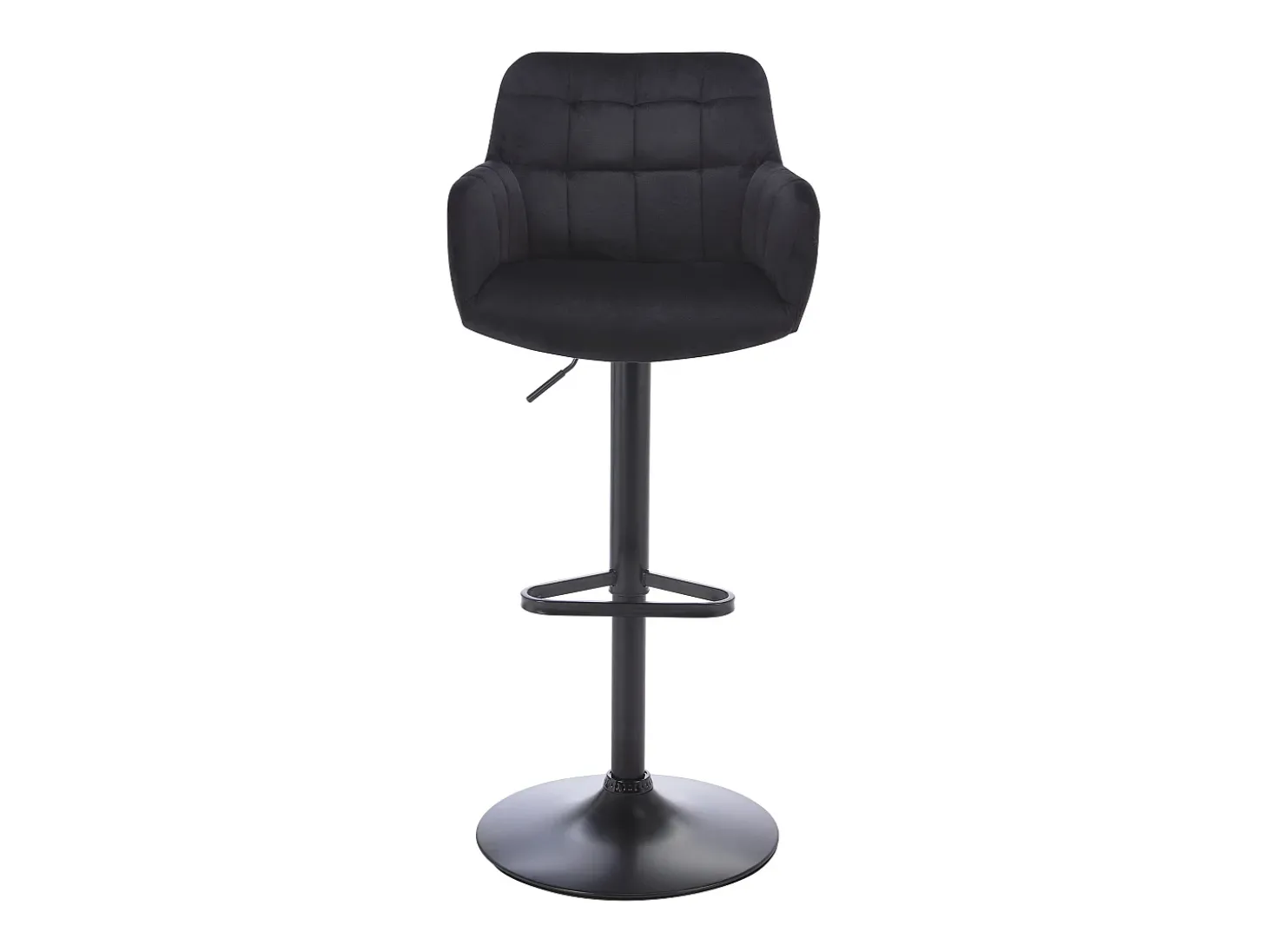 Lote de 2 taburetes de bar de terciopelo y metal - Altura ajustable - Negro - PEGA
