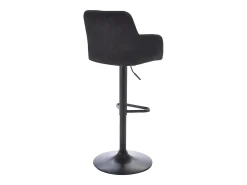 Lote de 2 taburetes de bar de terciopelo y metal - Altura ajustable - Negro - PEGA