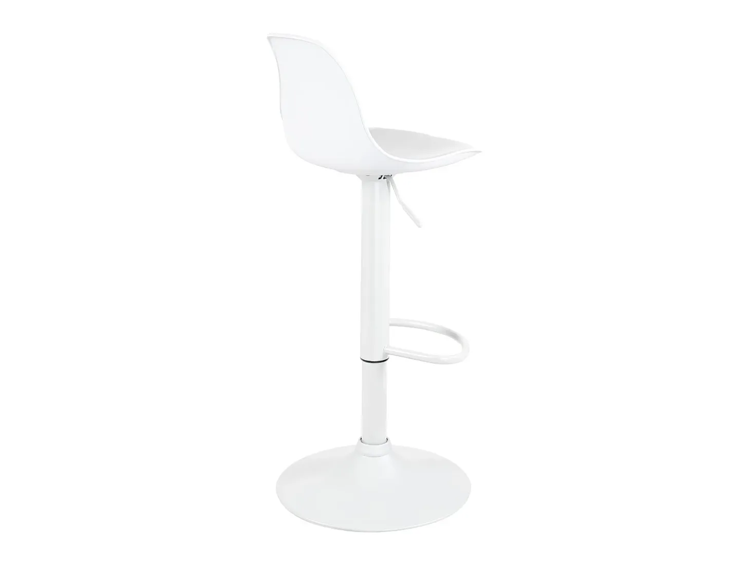 Lote de 2 taburetes de bar blancos, asiento con respaldo pequeño y cojín de cuero sintético, giratorio, altura regulable SIG (blanco integral)