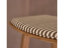 Lote de 2 taburetes de teca maciza con asiento de rayas 65 cm