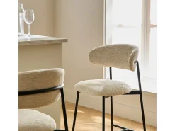 Lote de 2 taburetes en tejido jaspeado con patas de metal - DRACO
