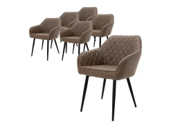 Lote de 6x sillas de comedor y sillones de salón en material sintético marrón