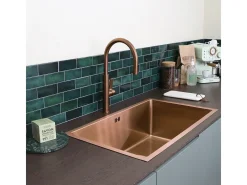 Luisa fregadero 1 cubeta grande 76x45 en acero inoxidable cobre cepillado Essebagno