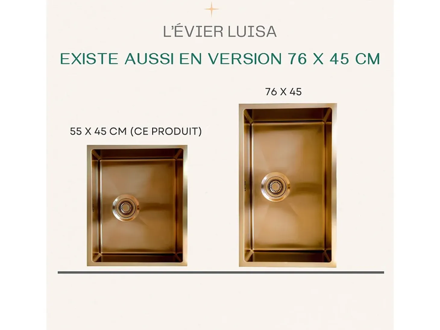 Luisa fregadero 1 cubeta grande 76x45 en acero inoxidable cobre cepillado Essebagno