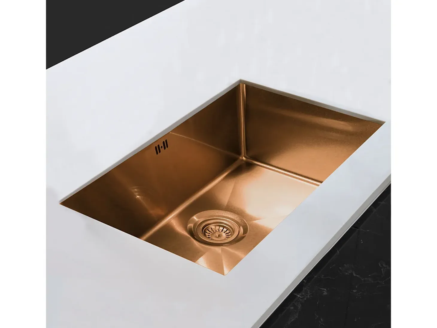 Luisa fregadero 1 cubeta grande 76x45 en acero inoxidable cobre cepillado Essebagno