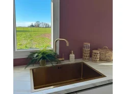 Luisa fregadero 1 cubeta grande 76x45 en acero inoxidable oro cepillado Essebagno