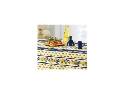 Mantel provenzal rectangular o redondo de poliéster antimanchas Azul limón 150 x 300 cm