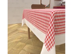Mantel rectangular algodón antimanchas 140x300 cm VICHY rojo