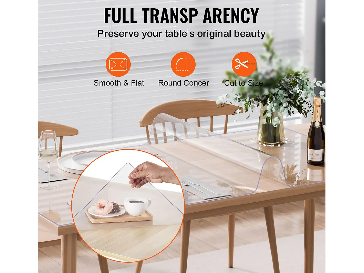 Mantel SucceBuy Protección de Mesa en PVC, 61 X 122 CM, Manguito en Plástico Transparente, 0.2CM de Grosor