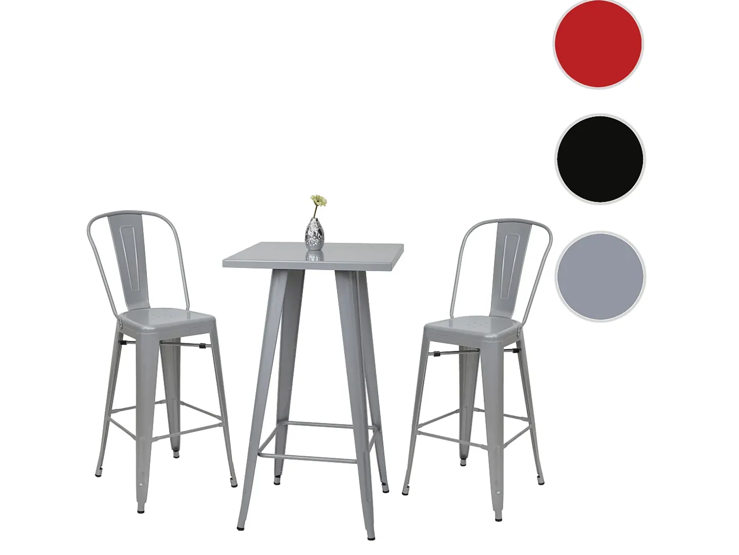 MCW-A73 Juego de mesa de bar de metal (3 piezas), gris