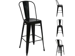 MCW-A73 Taburete de bar de metal (set de 4), negro