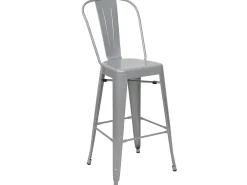 MCW-A73 Taburete de bar de metal (set de 4), gris