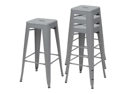 MCW-A73 Taburete de bar de metal (set de 4), gris