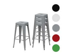 MCW-A73 Taburete de bar de metal (set de 4), gris