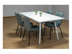Mesa 200 x 100 Colección RENNES con patas de metal y tapa blanca. Diseño de mesa.