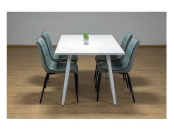 Mesa 200 x 100 Colección RENNES con patas de metal y tapa blanca. Diseño de mesa.
