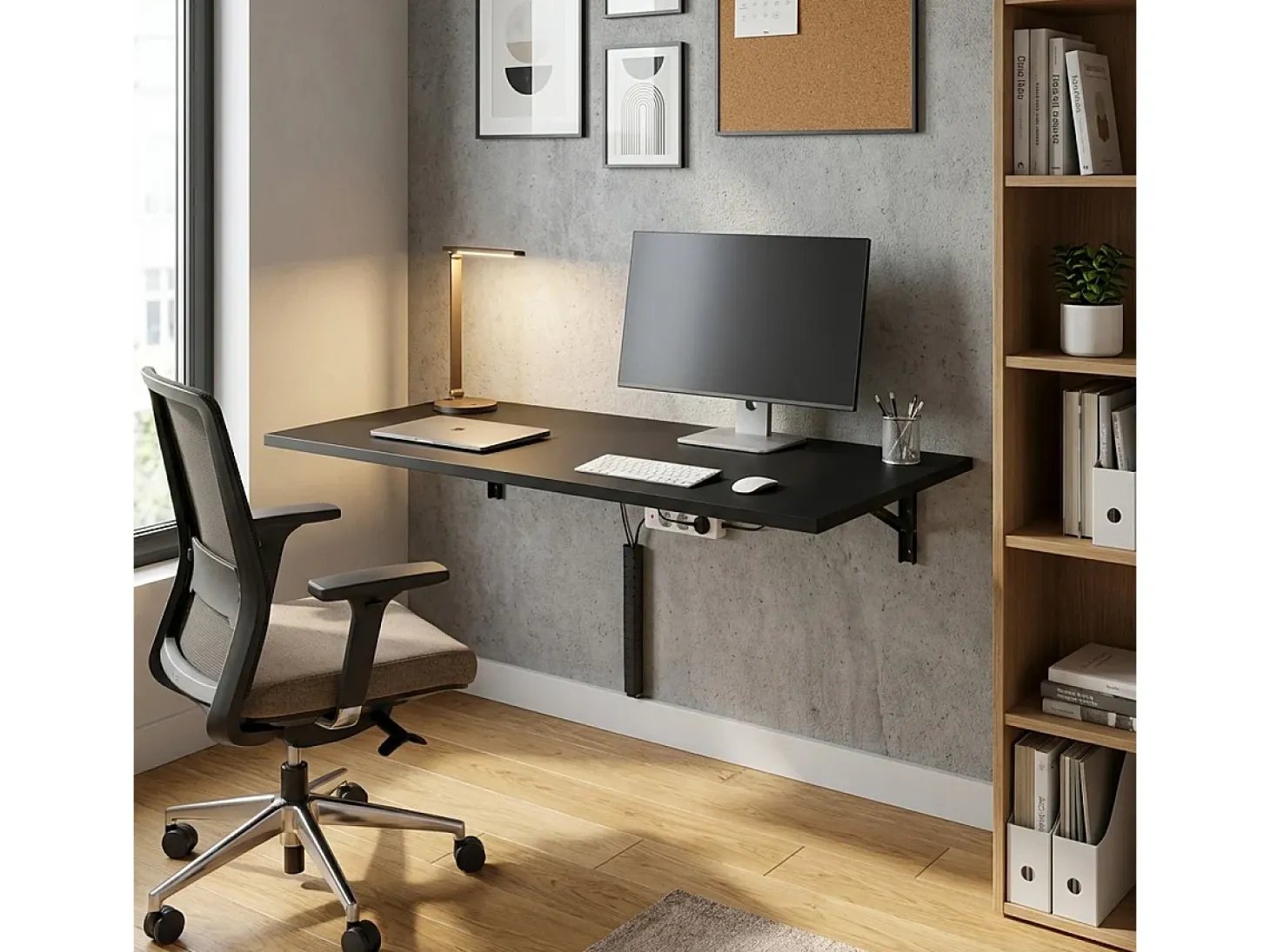 Mesa abatible escritorio de pared plegable 140x80 cm Jeremy XL - Negro