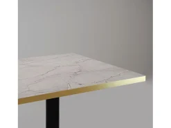 Mesa alta 60 x 60 cm - modelo Milan mármol yule con cantos de latón