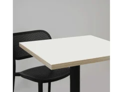 Mesa alta 60 x 60 cm - modelo Roma blanca con cantos de madera