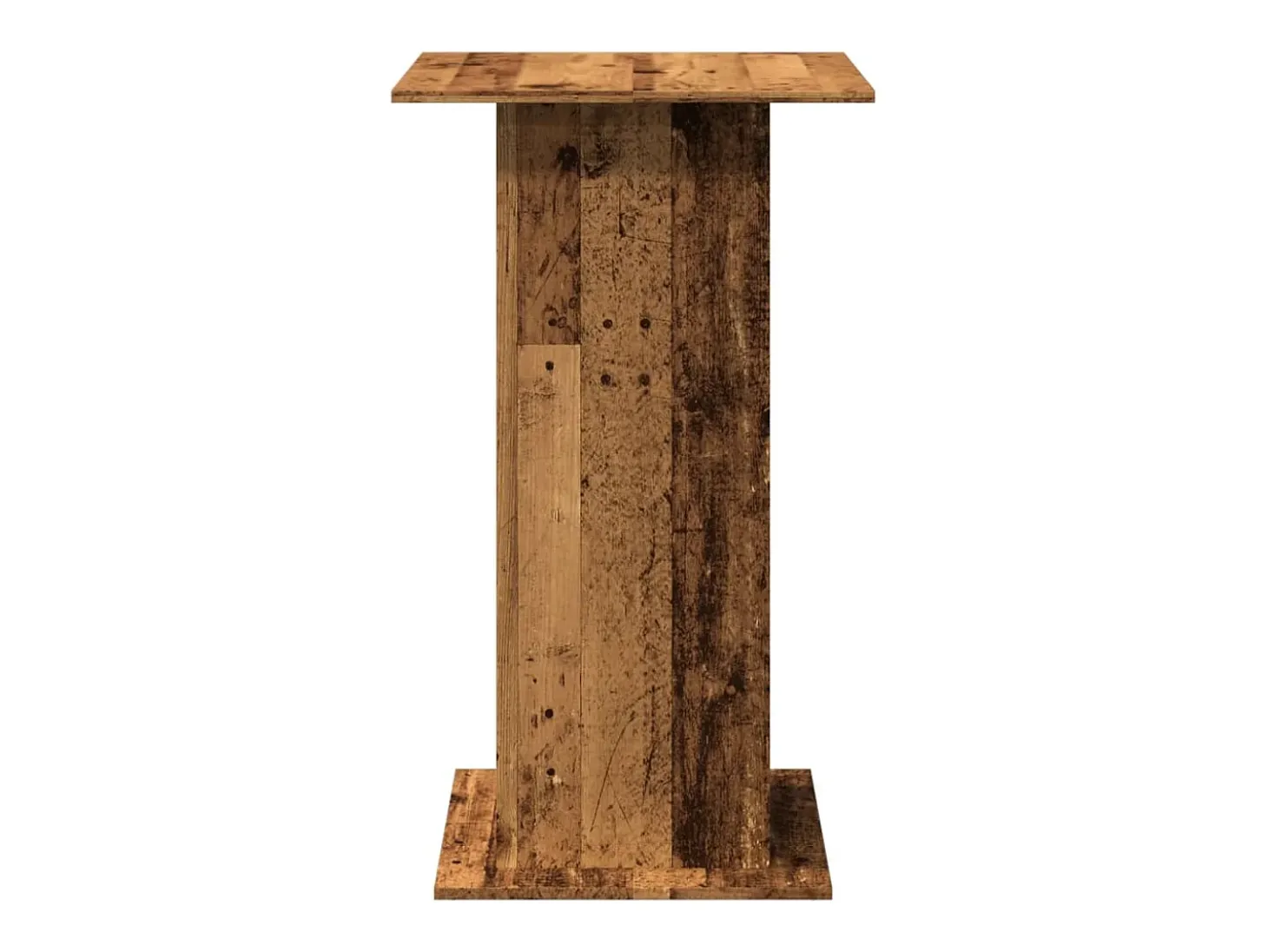 Mesa alta bar con almacenaje madera envejecida 60x60x102 cm