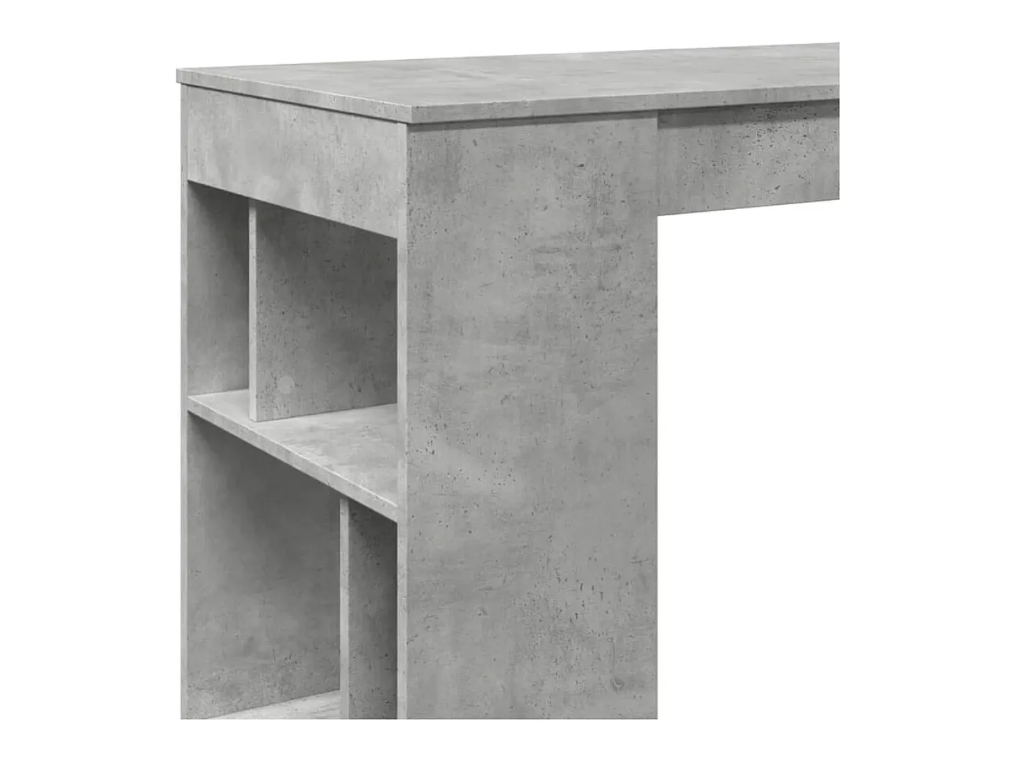 Mesa alta bar con estantes madera gris hormigón 102x50x103,5cm