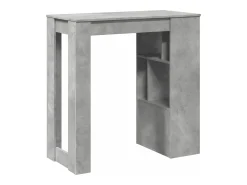 Mesa alta bar con estantes madera gris hormigón 102x50x103,5cm