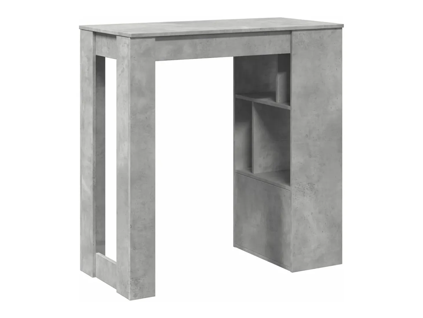 Mesa alta bar con estantes madera gris hormigón 102x50x103,5cm