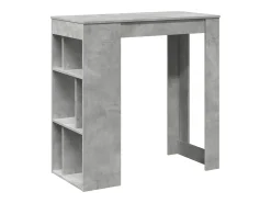 Mesa alta bar con estantes madera gris hormigón 102x50x103,5cm