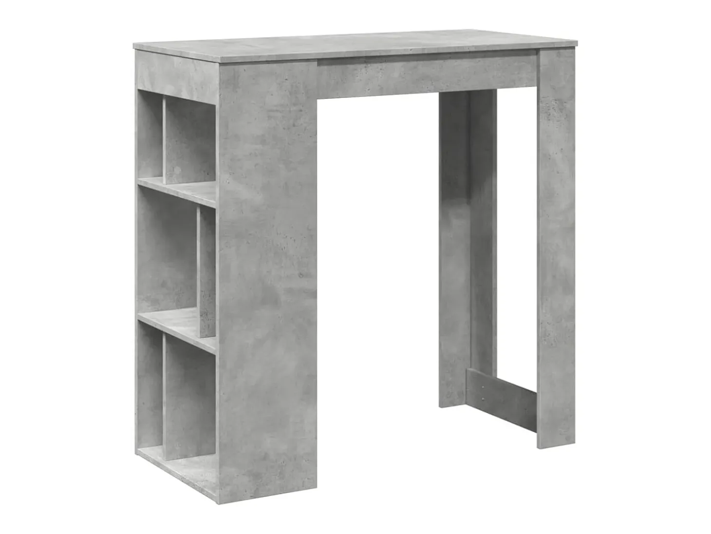 Mesa alta bar con estantes madera gris hormigón 102x50x103,5cm
