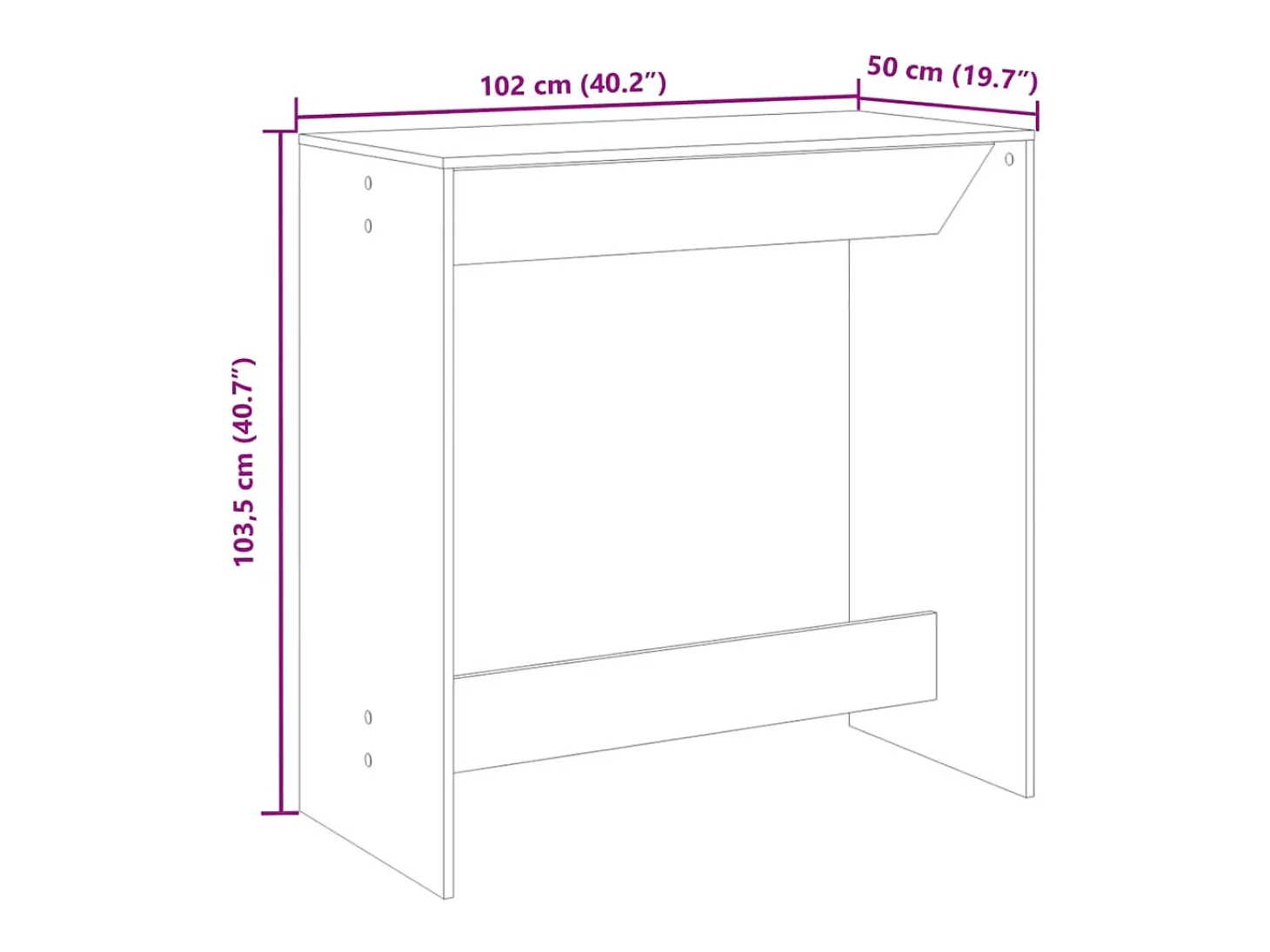 Mesa alta bar madera ingeniería roble artisian 102x50x103,5 cm