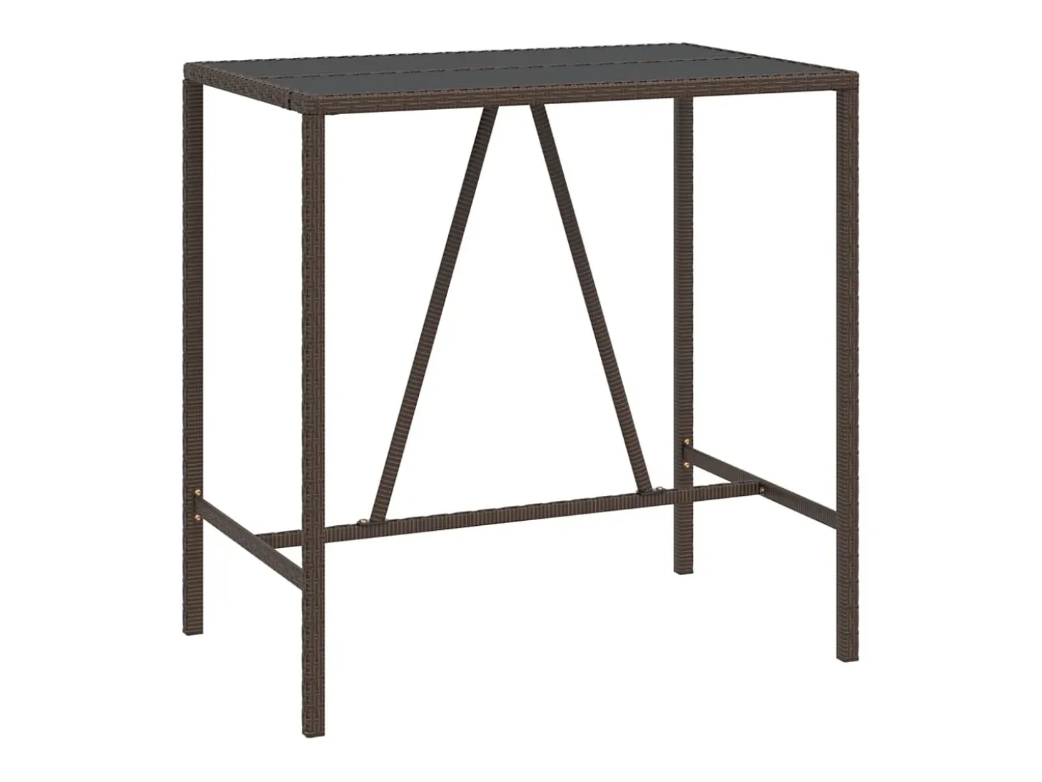 Mesa alta bar superficie vidrio ratán PE marrón 110x70x110 cm ES699090
