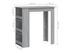 Mesa alta con estante gris Sonoma 102x50x103,5 cm