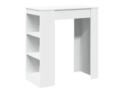 Mesa alta con estantes madera ingeniería blanca 95x47x103,5 cm