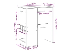 Mesa alta con estantes madera roble artisian 90x47,5x103,5 cm