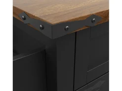 Mesa alta con tablero de espejo jaspeado, diseño moderno, MDF, color negro, patas de metal (100 x 90 x 90 cm)