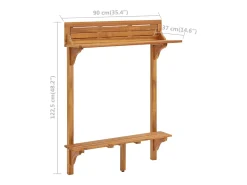 Mesa alta de balcón de madera de acacia maciza 90x37x122,5 cm