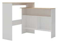 Mesa alta de bar con 2 tableros blanco y roble 130x40x120 cm ES375603