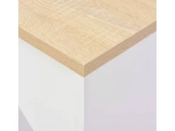 Mesa alta de bar con estante móvil blanca 138x39x110 cm