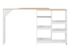 Mesa alta de bar con estante móvil blanca 138x39x110 cm ES423149