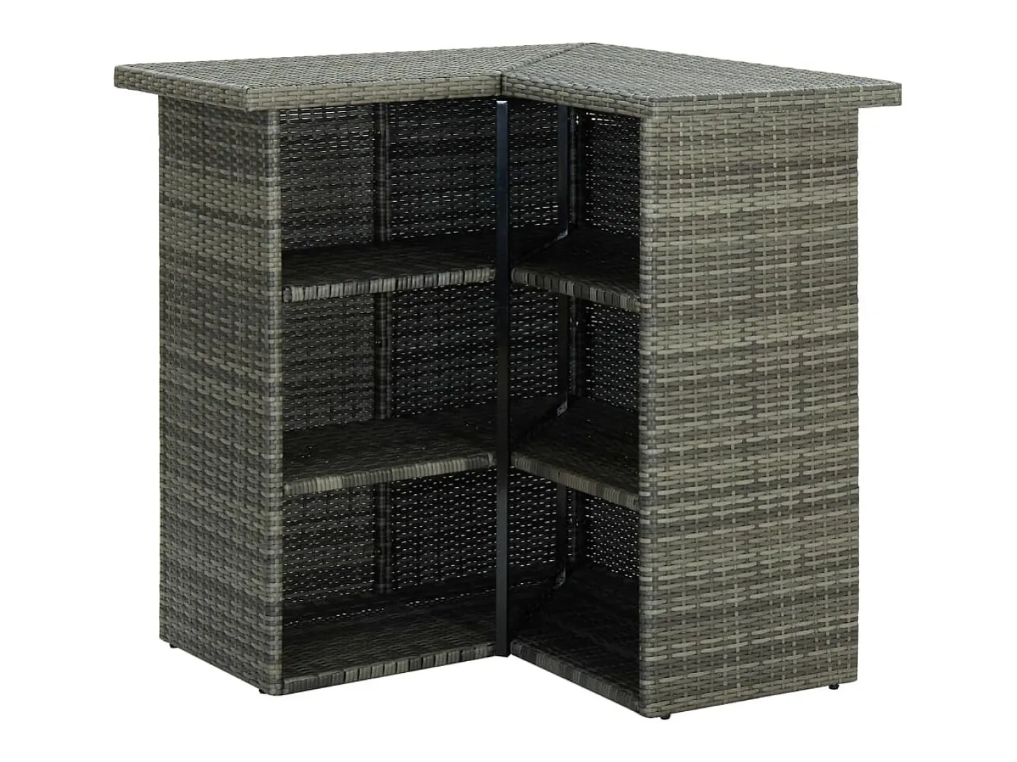 Mesa alta de bar de esquina ratán sintético gris 100x50x105 cm ES341012