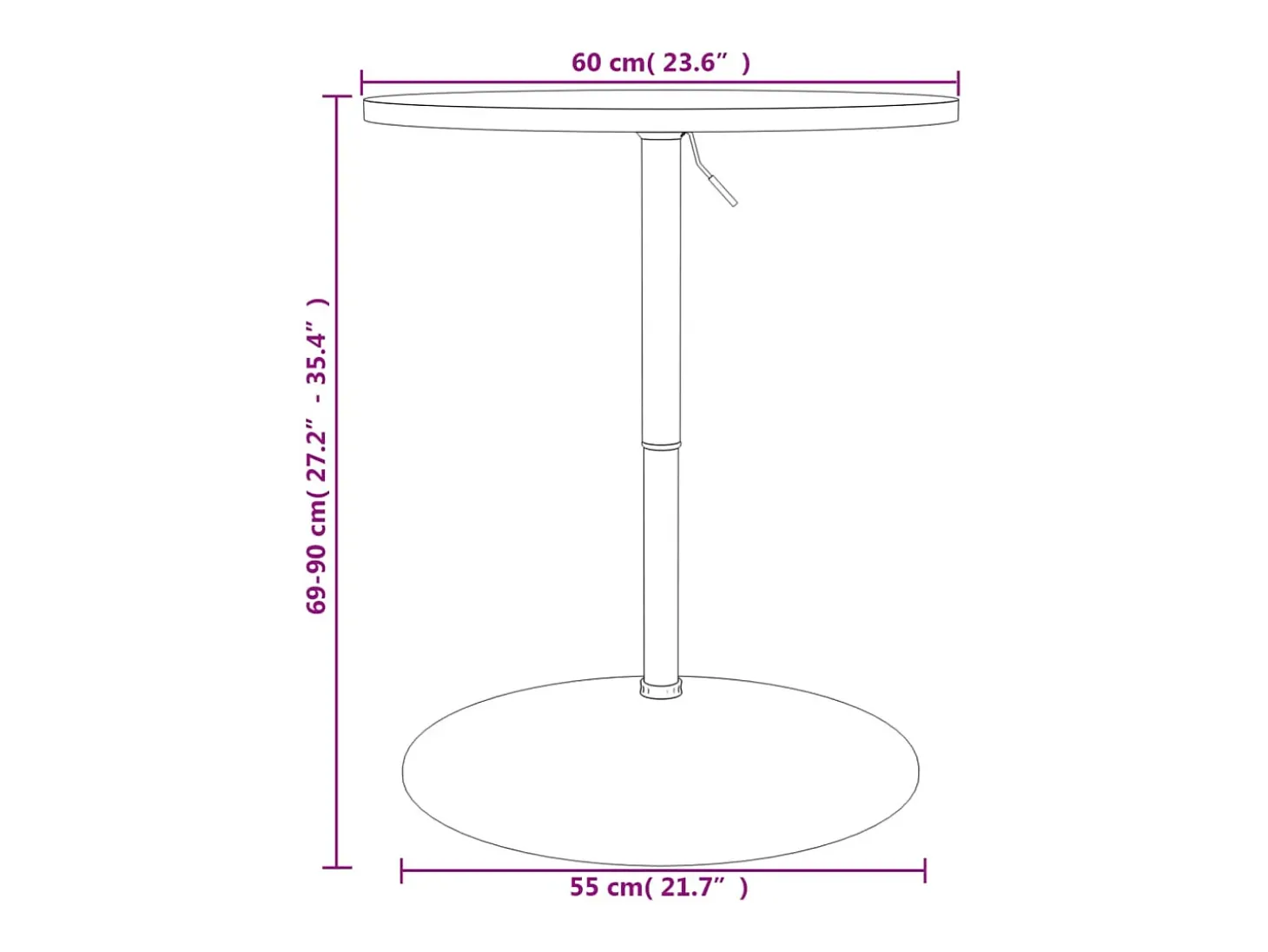 Mesa alta de bar madera ingeniería y acero negra 60x60x90 cm